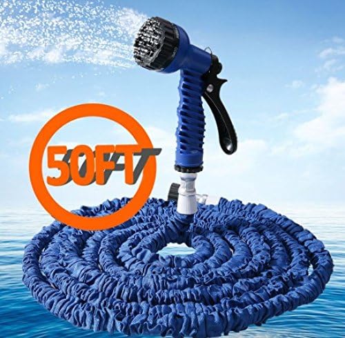 50FT Garden Hose Expandable Magic Watering Hoses Garden Water Pipe With Spray Gun Drip Irrigation Weapons Mangueira (Blue)