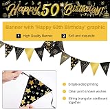 Yontree 14-Piece 50th Birthday Decoration Kit Gold Black Banner Balloons view 3