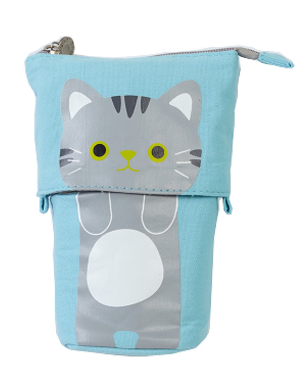 iSuperb Stand Pencil Case Transformer Canvas Pen Bag Holder Pouch Funny Cute Make Up Bag 19x12.5x7.5cm (Blue)