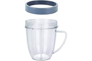 JOYSTAR 1 Pack 18 Ounce Short Capacity Replacement Cups with Comfort Handel and Screw off Lip Rings,compatible with NutriBull