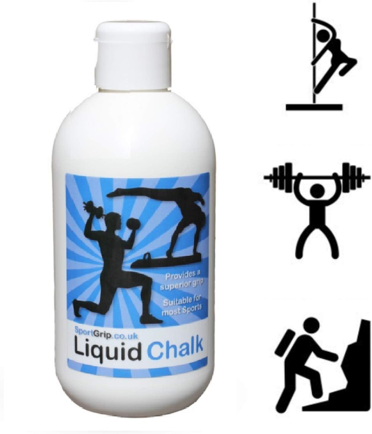 Liquid Chalk - For a Superior Grip that keep hands dry - Sports/Gym/Pole/Weights/Training/Yoga/Fitness Grip/Tennis/Squash - 250ml