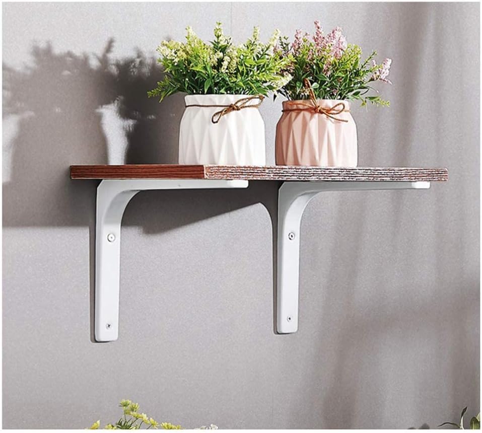 Catekro Shelf Brackets White 4 Pcs 6 Inch Premium Right Angle Corner Brackets for Shelf, Wall Corner Brace Angle Shelving Shelf Brackets with Screws (White)
