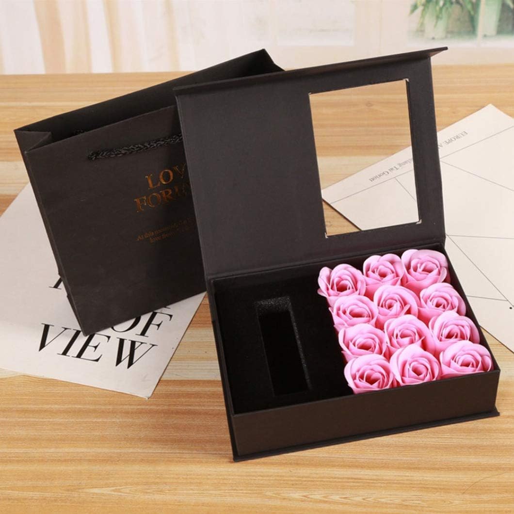 Duanin Sturdy Romantic Valentine's Day Soap Flower Gift Rose Box Bouquet Wedding Gift(None PK)