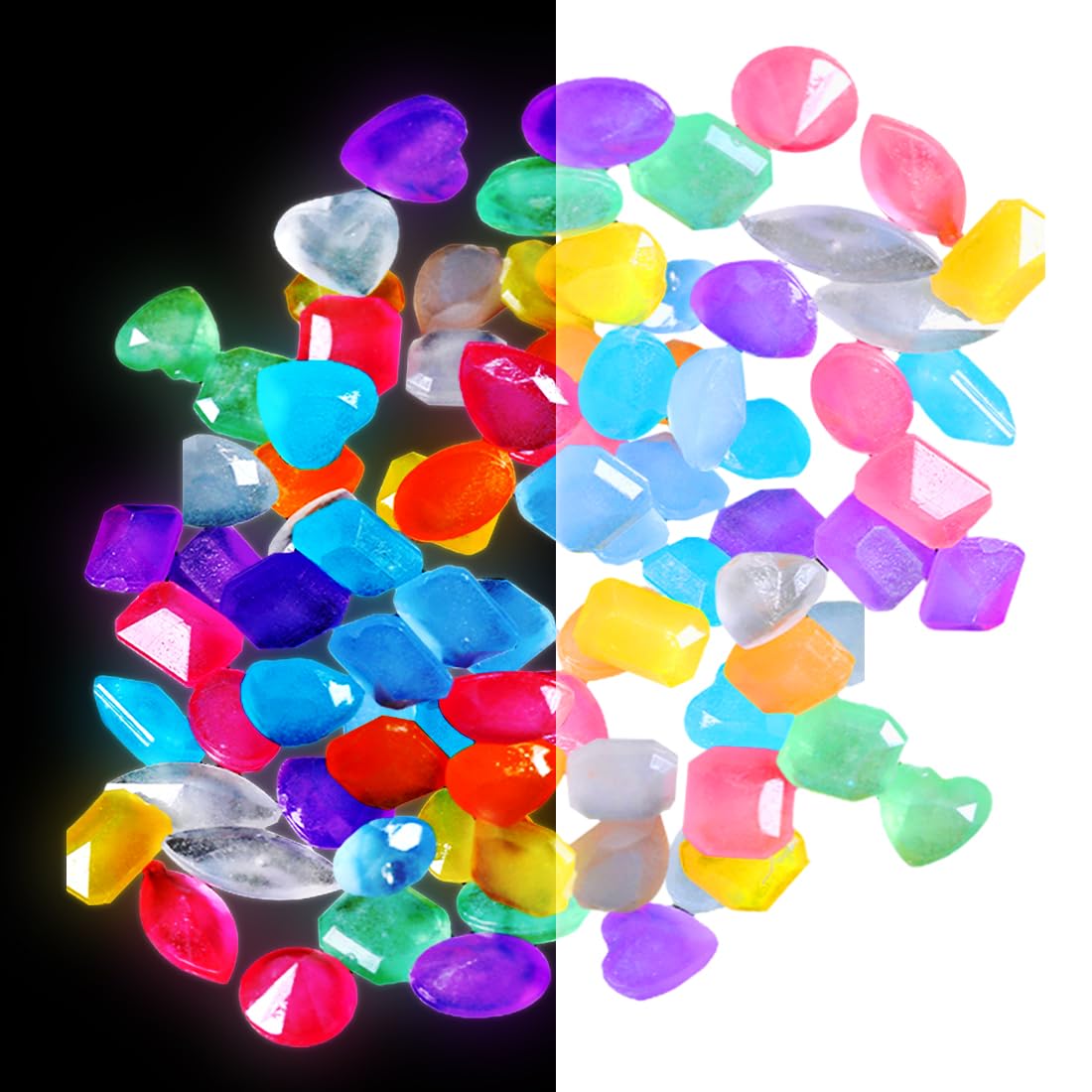 Voyyphixa 300PCS Pebbles Decorative Stones Glow Rainbow Stones Rocks Gravel Aquarium Rocks for Landscaping Pebbles Decorative Stones for Outdoor Indoor Fish Tank Garden Walkway Plant Pots (300PCS)