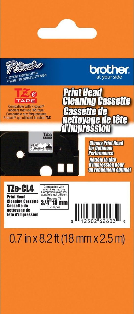 2/Pack Genuine Brother 3/4" (18mm) P-touch Cleaning Tape Cartridge for Brother PT-1800, PT1800 Label Maker