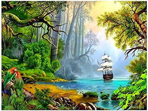 Fipart 5D Diamond Art Painting Kit, Diamond Painting Kit for Adults Full Diamond Round Rhinestone Craft Small Island Diamond Painting for Home Decor and Room Wall Decor 12X18 inch