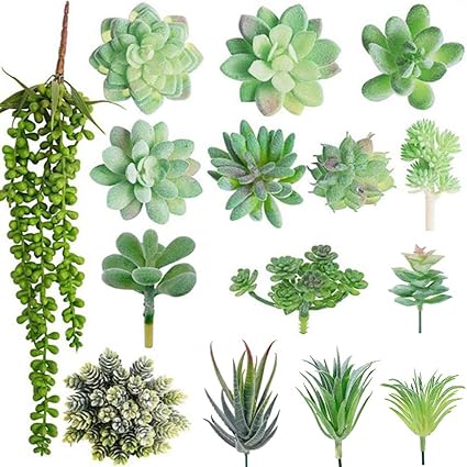 Amazon Vedeco 人工多肉植物 15個 鉢なし フェイクテクスチャード多肉植物 人工サボテン植物 ホームオフィス装飾用 人工観葉植物 オンライン通販