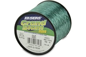 HI-SEAS Grand Slam Monofilament Fishing Line - Strong & Abrasion Resistant in Clear, Pink, Green, Smoke Blue, Fluorescent Yellow Freshwater & Saltwater – Quarter Pound Spool