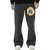 BRISIRA Mens Sweatpants Flare Fleece Baggy Pants Wide Leg Warm with Deep Pockets Elastic Drawstring Bell Bottom