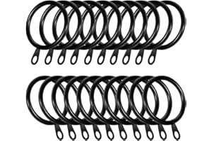 Gaosaili 20 Pcs Metal Curtain Rings Hanging Rings 30 mm Internal Diameter(Black)