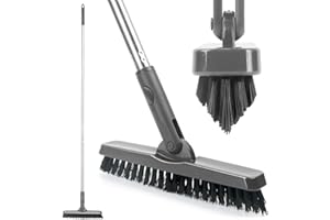 CELOX Grout Brush with Long Handle, Tile Grout Cleaner Brush for Tile Floors, for Shower Tile, for Cleaning Grout, Gray