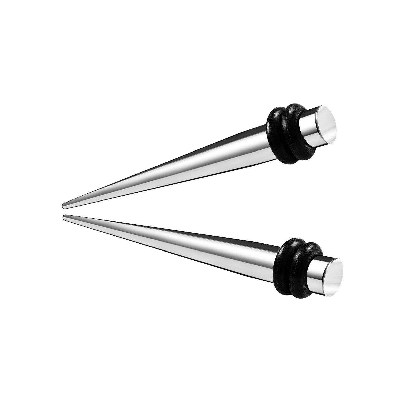 BanaVega 2PCS Stainless Steel 4g 5mm Flesh Black O-Rings Ear Taper Stretcher Gauges Earring Piercing Jewellery 5274