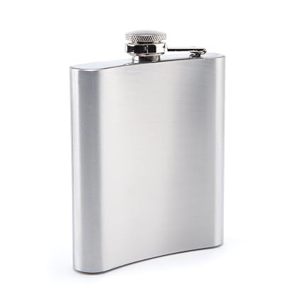 Menzy Stainless Steel Liquor Hip Flask/Alcoholic Beverage Holder - Silver (210 ml)