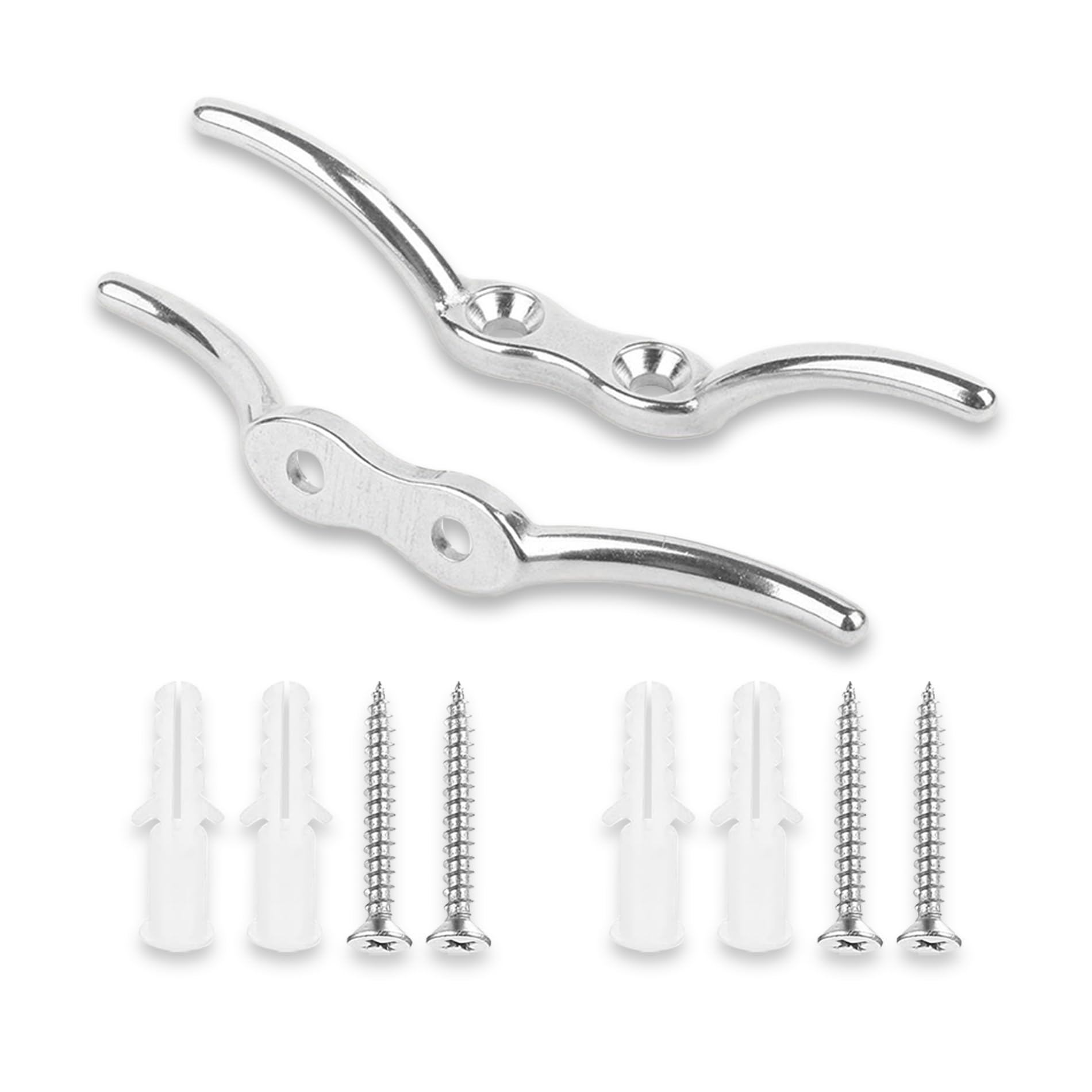 UBRAVE 4.3 Inch 2 Pcs Flag Pole Cleat,Marine Stainless Steel Flagpole Rope Cleat Hook,Silver Flagpole Halyard Rope Cleat Hook,With Mounting Screws,Boat Mooring Accessories For Boats Yachts, Flagpole