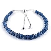 OdrillionGems Natural Raw Blue Sapphire Gemstones Bolo Bracelet, Rough Stones, Healing Crystals, 925 Sterling Silver, Handmade, Birthstones, Adjustable Slider, Women Jewelry, Valentine Gifts, 10inch