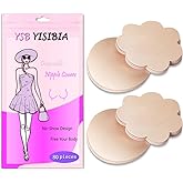YISIBIA 80 Pcs Nipple Covers For Women Disposable Hypoallergenic No-Show Satin Nipple Stickers Adhesive Petals Breast Pasties