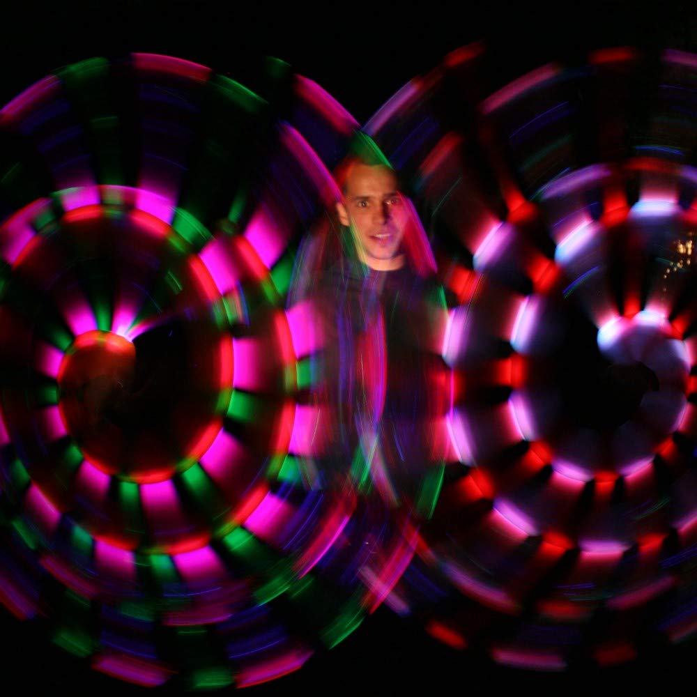 LED Poi Optic Fiber Poi for Professionals - Exciting Light Show and Fast USB Charge - Strobe & Fade Light Programs - LED Prop for Spinners 1 Year Warranty