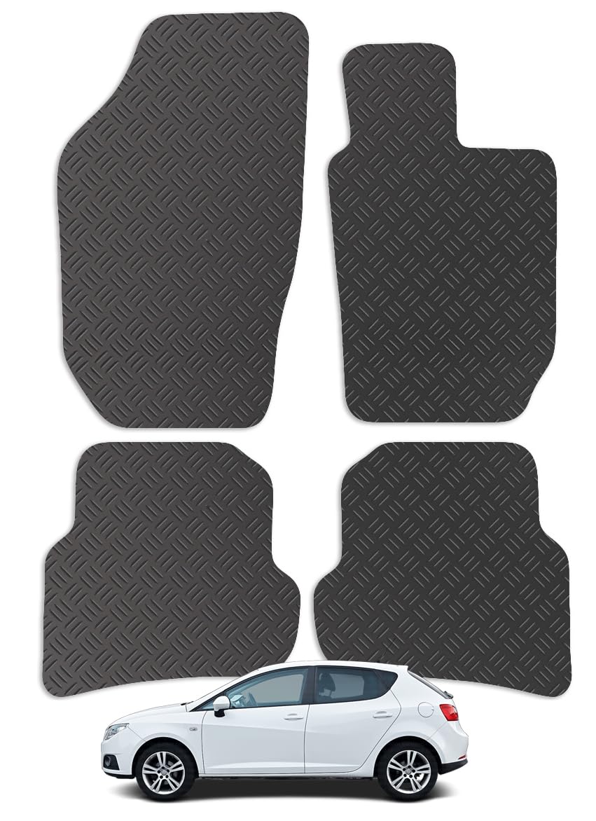 Carsio Car Mats 4pc Set For Seat Ibiza 2008 to 2017 Tailored Fit Rubber Floor Mat Complete Accessory Black Custom Fitted - Anti-Slip Backing, Heavy Duty & Waterproof