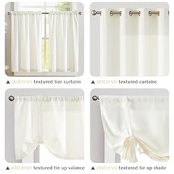 jinchan Faux Linen Kitchen Tie up Valance for
