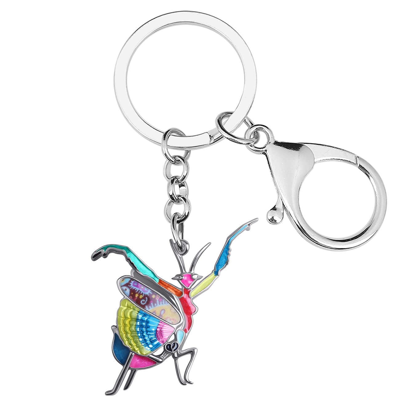 RAIDIN Enamel Alloy Cute 3D Praying Mantis Keychain for Women Girls Novelty Insect Key Ring for Men Key Car Purse Backpack (Multi)