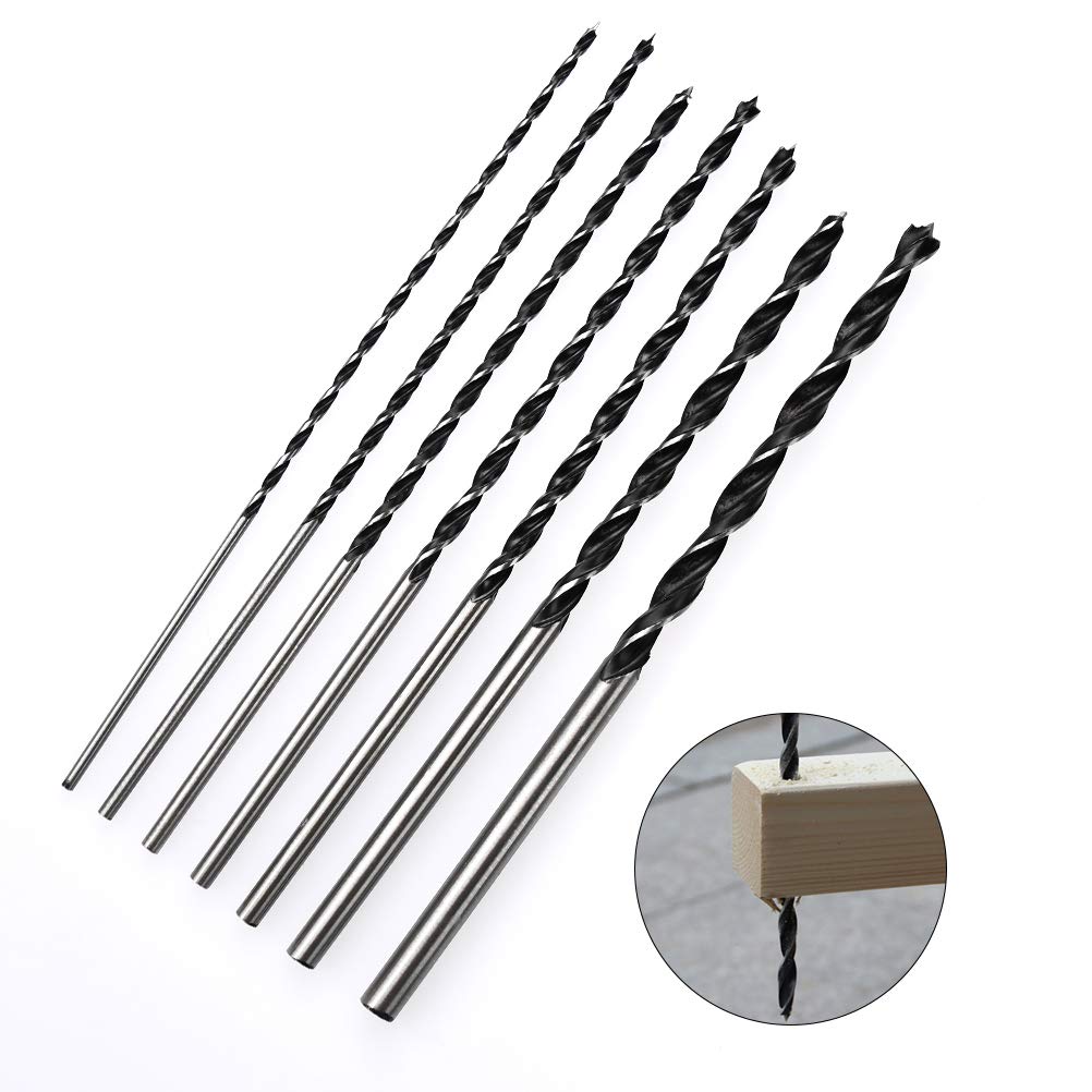 QLOUNI 300mm Extra Long Bit for Pilot Hole, Dowel Drill Set Bore Hole Drilling Bit for Spur Post Twist Wood Drills, Three Point Woodworking Drill 4mm 5mm 6mm 7mm 8mm 10mm 12mm