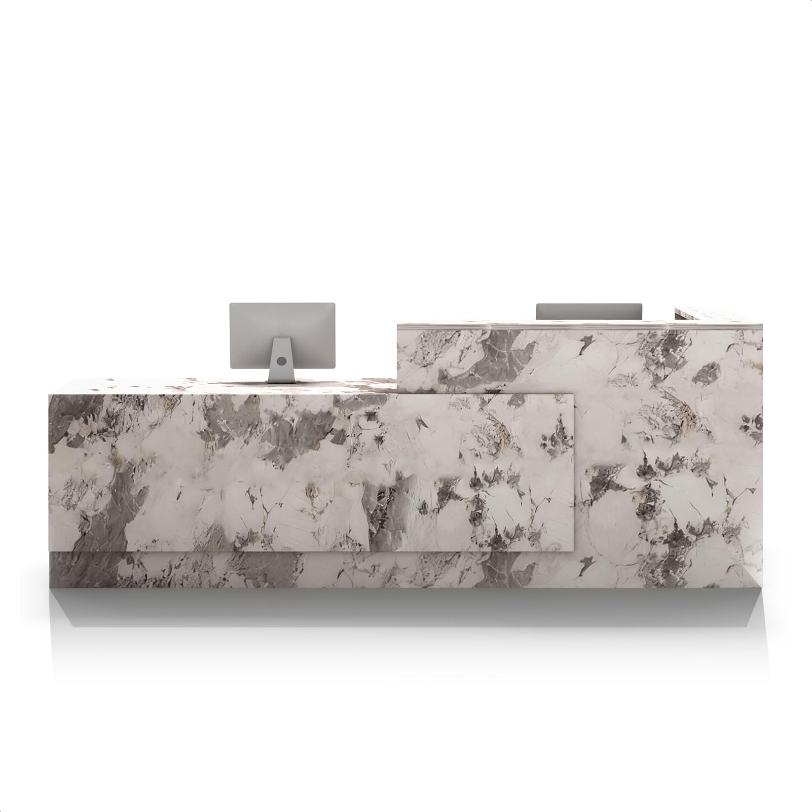 Photo 1 of YTElantivo L-Shaped Reception Desk with Counter and Lockable Drawers and Storage,Modern Front Desk Reception Counter for Checkout, Lobby, Beauty Salon