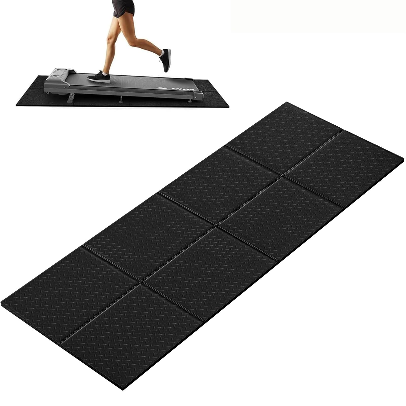 Non-Slip Walking Pad Treadmill Mat for Carpet Floors,55x24 Hardwood Floor Protection, Mats for Under Walking pad/Treadmill/Bike/Exercise Equipment on Carpets, Noise Shock Absorption, Stationary Image