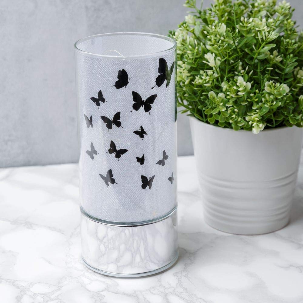 Hestia Glass Butterfly Design Tube with LED Lights - 20cm - Decorative Lighting for The Home