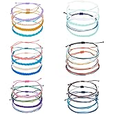 UNICRAFTALE 24Pcs Summer Surfer String Woven Bracelets Adjustable Bracelets for Women Braided Cord Bracelets Handmade Bracelet Beach Boho Bracelets Colorful Woven Rope Jewelry