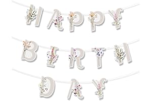 Floral Birthday Decorations Banner, Wildflower Party Decorations Supplies Happy Floral Birthday Decor, Spring Garden Theme De
