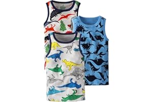 Sanqidu Toddler Baby Boys Tank Top Cotton Sleeveless Shirt Cartoon Undershirts Kids Summer Clothes, Pack of 3