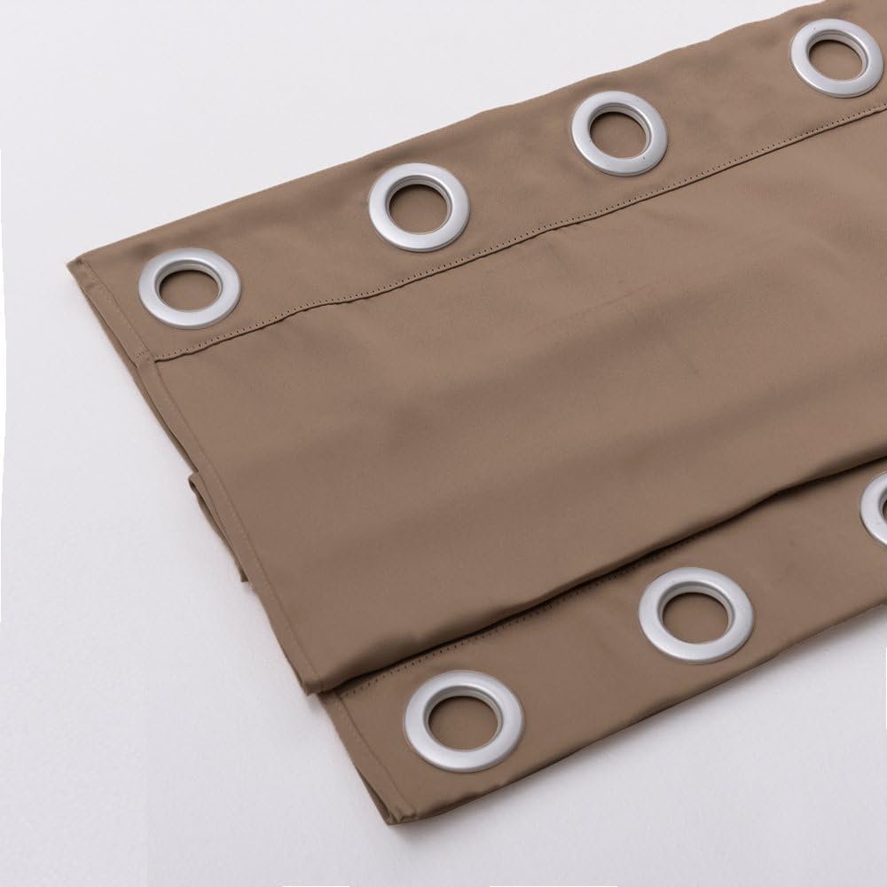 NICETOWN Outdoor Curtain Grommet Top and Bottom, Thermal Insulated Keeps The Rain Out Versatile Vertical Drape, Blackout Heavy Weight Wind Break Outdoor Drapery (52 by 108 inches,1 Piece, Tan-Khaki)