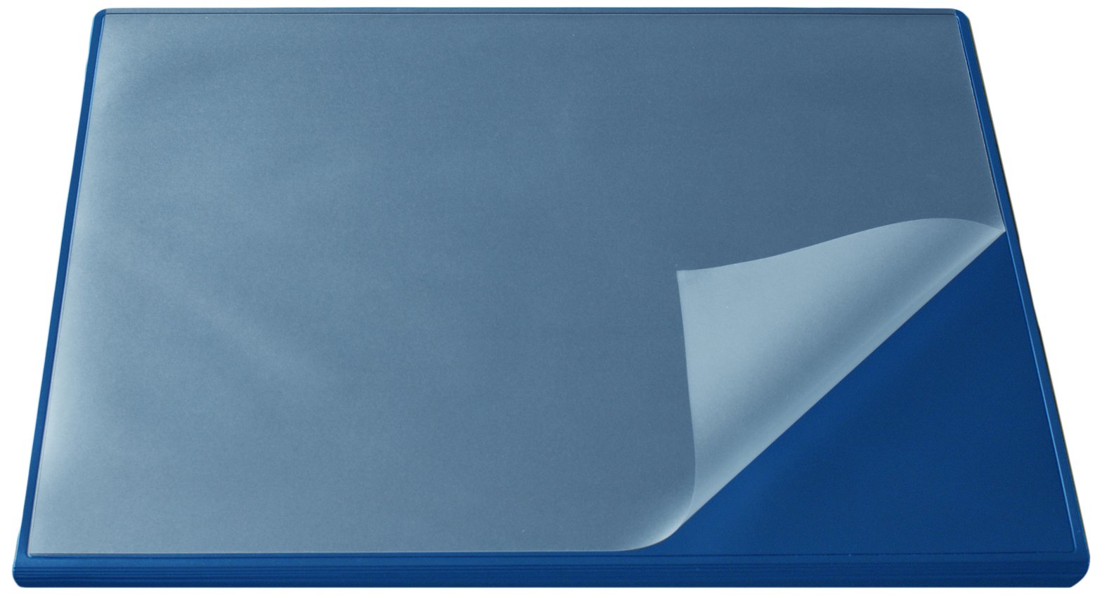 Läufer Durella Flexoplan 44625 Desk Mat with Edge Protection and Transparent Pad 52 x 65 cm Non-Slip Desk Mat Blue