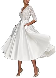 Plus Size Satin Wedding Dresses for Bride Short
