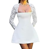 Women's Elegant Lace Sleeve Mini Dress A Line Short Dress Formal Elegant Evening Party Homecoming Prom Dresses Gowns