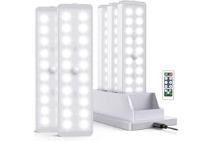 LIGHTBIZ LED Closet Light with Charging Station, 5 Pcs Dimmer Rechargeable Motion Sensor Under Cabinet Lighting with Remote Control, Wireless Stick-Anywhere Night Safe Light Bar for Wardrobe,Kitchen