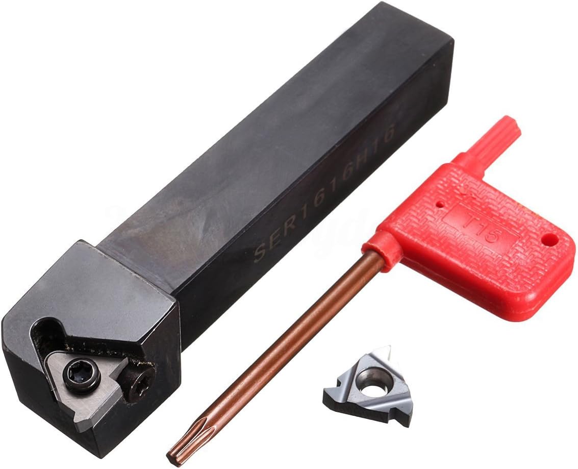 Portautensili Per Filettatura SER1616H16 Con 10 Lame 16ER AG60 - Per Tornio, Diametro Gambo 16x16 Mm, Lunghezza 100 Mm