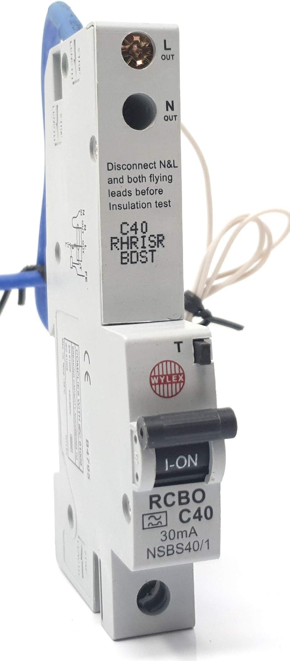 Wylex 1+N Pole Type C Residual Current Circuit Breaker with Overload Protection, 40A, 6 kA