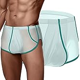 ZONBAILON Men's Breathable Sexy Silk Boxer Moisture Wicking Underwear Briefs See Through Shorts with Split Sides
