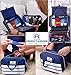 Perfect Keeper Toiletry Bag with Detachable Clear Makeup Bag, Hanging Hook and 3-Piece Travel Silicone Bottles - 11'x7.5'x4'- Dark Blue & White Stripes