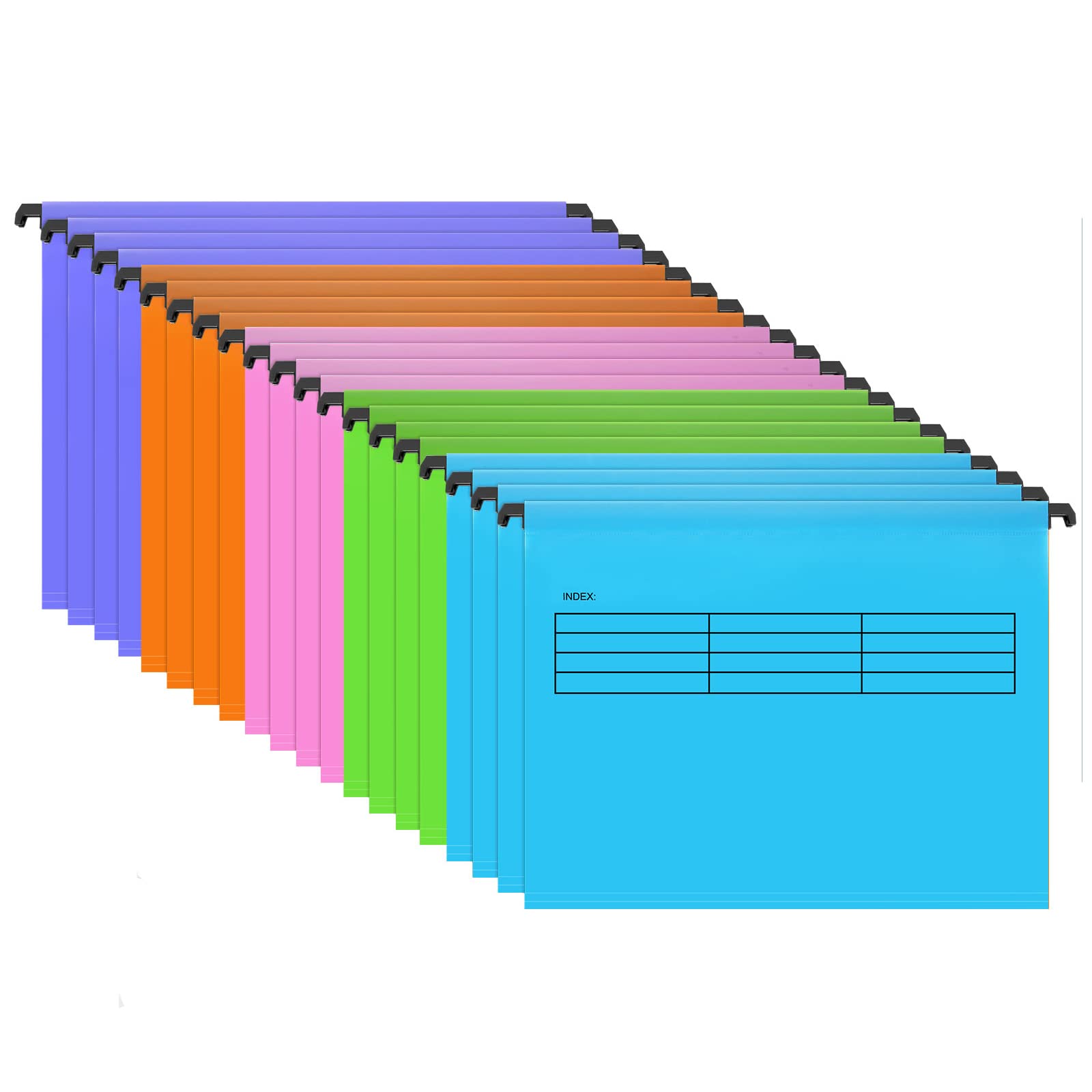 20 Pack A4 Suspension Files, FWEEK Polypropylene Filing Cabinet Suspension Files with Tabs and Inserts for School Home Work Office Organization