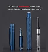 Hongdian erofa Dark Blue Bent Nib Fountain Pen Fude with Converter Box Set view 4