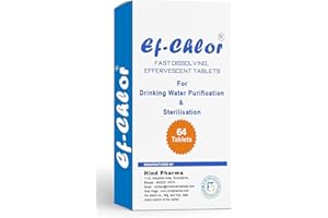 Ef-Chlor Water Purification 64 Tablets - 400mg Portable Drinking Water Purification & Sterilization Tablet Ideal for Emergencies Survival Purifies 26.4 Gallons - 39.62 Gallons in 1 Tablet