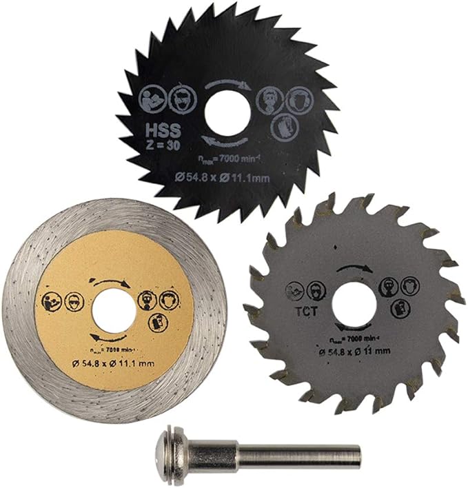 Lama per sega circolare da 54,8 mm HSS mini lama da taglio per legno, kit di 3 lame per sega