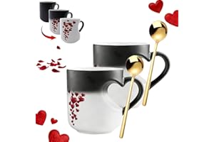 Heart-Shaped Color Changing Magic Ceramic Mug, 2026 New Heat Sensitive Magic Color Changing Coffee Mug with Red Heart Design,