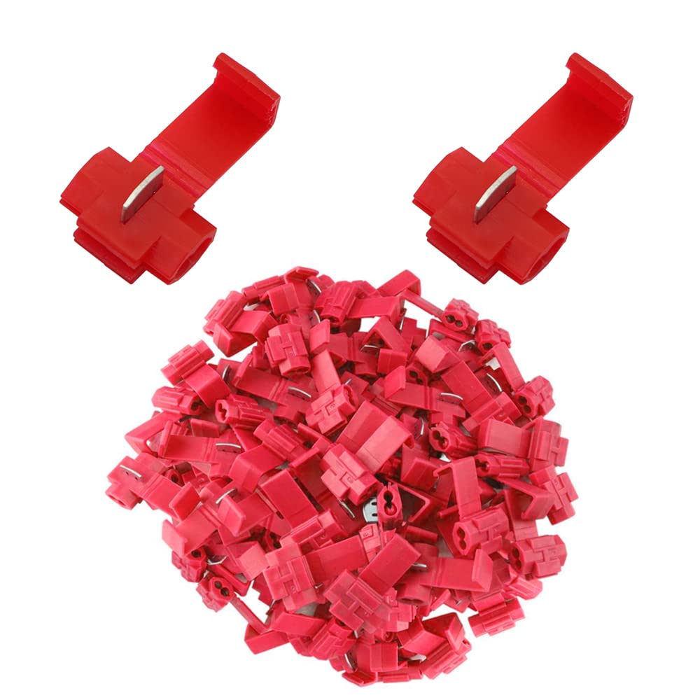 100 Pcs Lock Wire Connectors Blue Quick Splice Connector Terminals for Suits cable 0.5-1.0 mm² (AWG18-22 (10A))