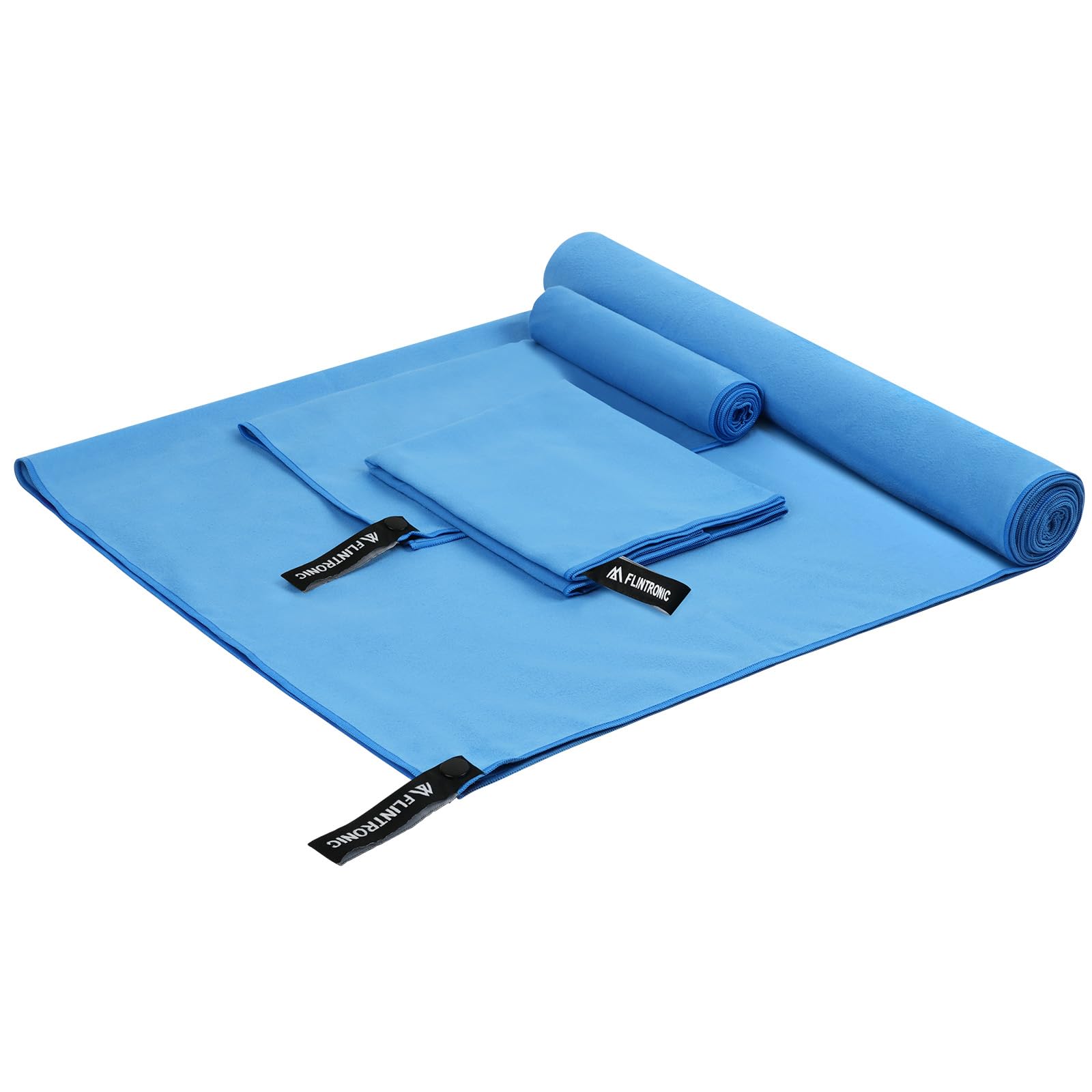 flintronic 3 Pack Microfibre Towel, Microfibre Travel Towel, Lightweight Absorbent, Ultra-lightweight & Fast Drying, for Yoga,Camping & Backpacking, Large (180x90CM) + 2 Small (80x40CM)