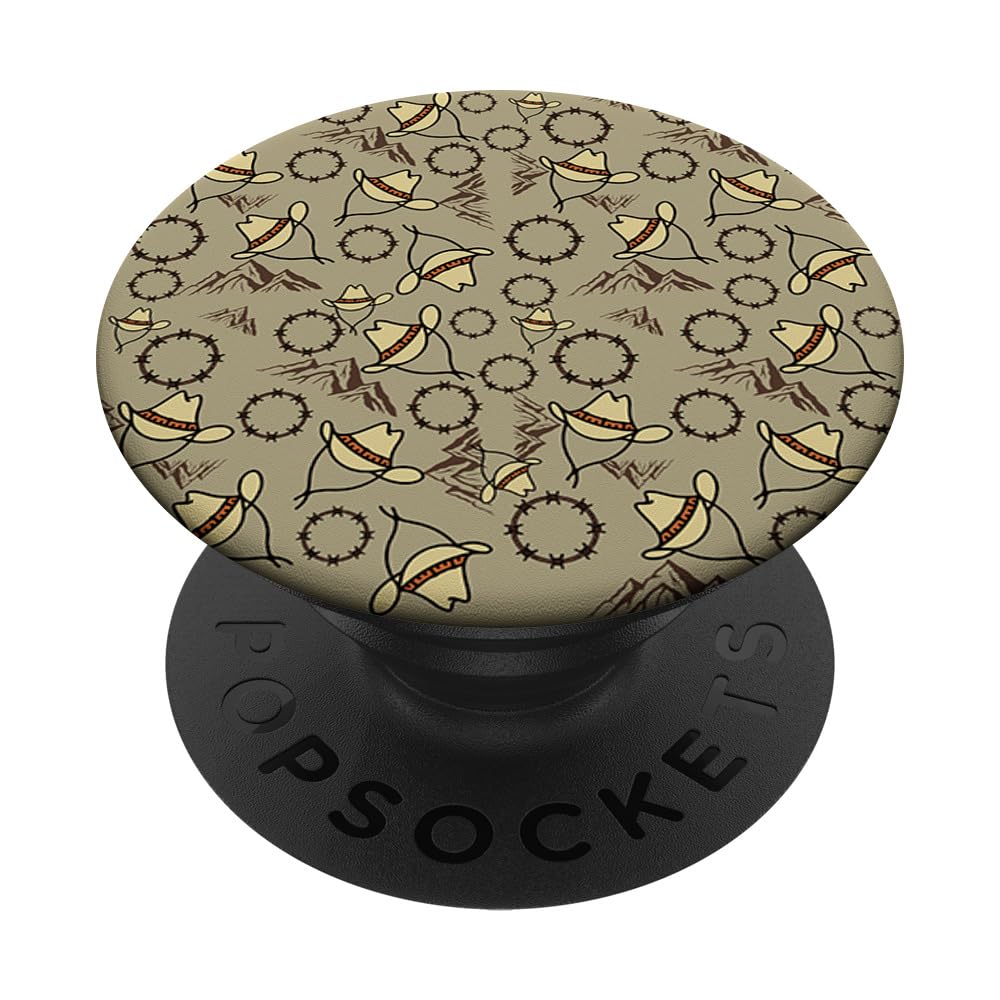 Funny Cowboy Hat Hiking Pattern For Mom Dad And Texas Lover PopSockets Swappable PopGrip