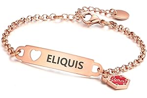 Divoti Pre-Engraved Simple Rolo Chain Medical Alert id Bracelet for Women