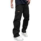 PLEPAN Men's Casual Cargo Pants Drawstring Hiking Workout Tactical Joggers Sweatpants for Men with Pockets